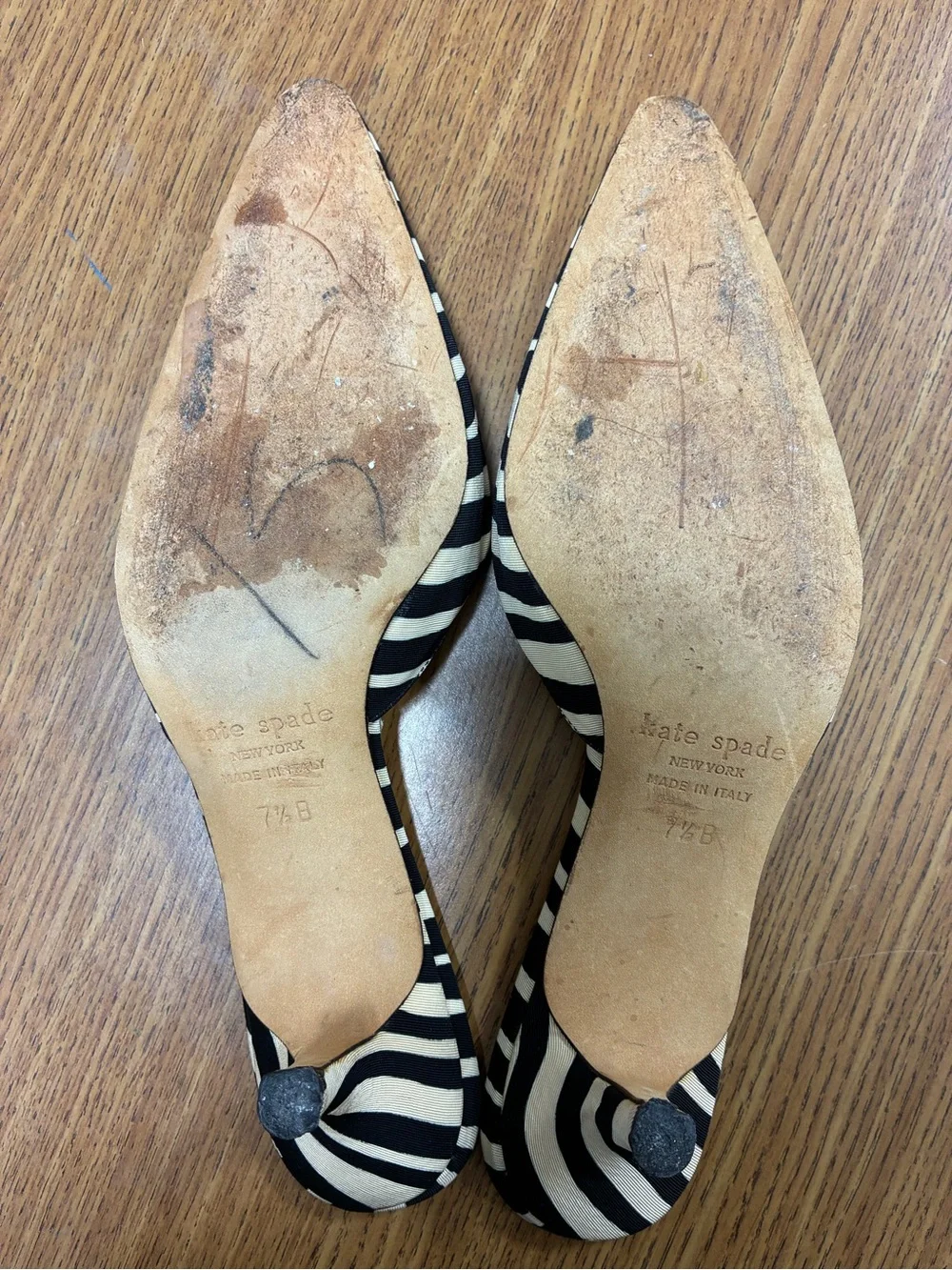kate spade Black and Pink Striped Pointed-Toe Mule